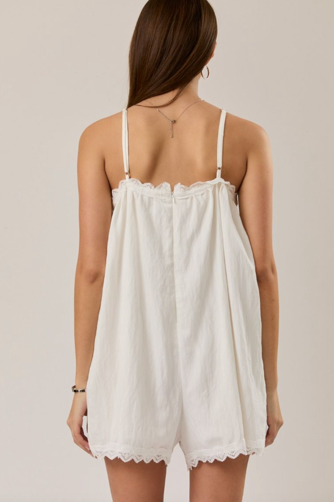 White Lace Strappy Romper - Clothe Boutique