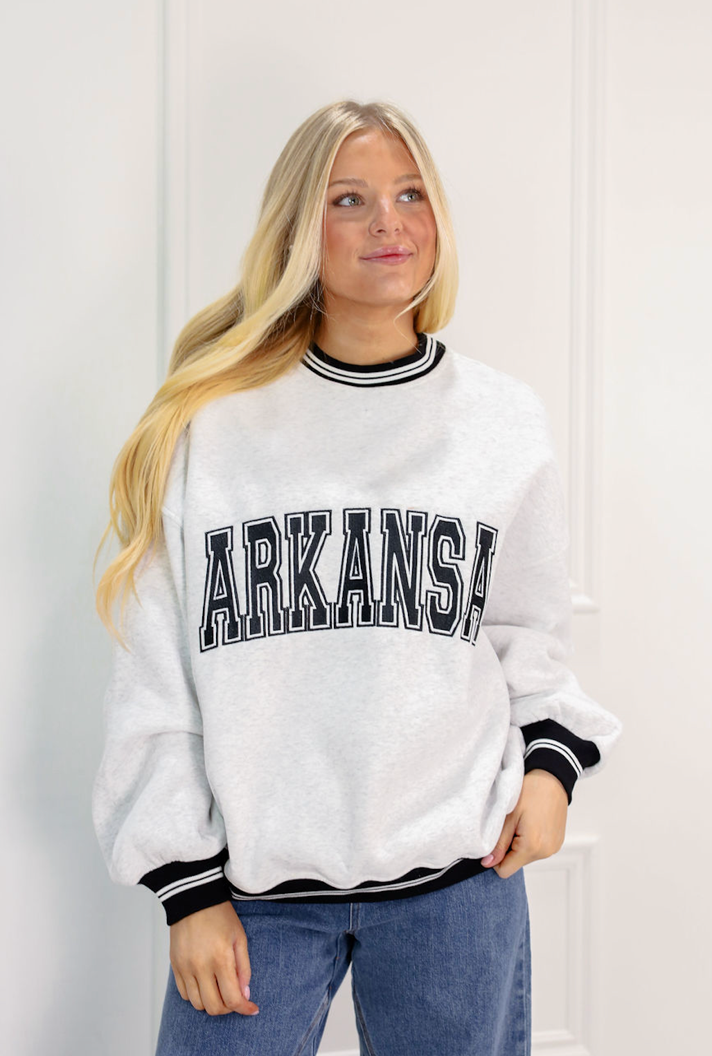 Arkansas Athletic Stripe Sweatshirt - Clothe Boutique