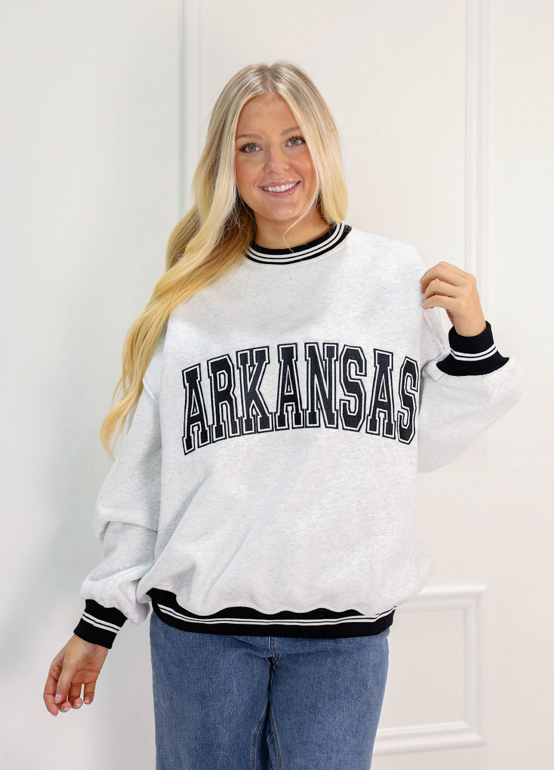 Arkansas Athletic Stripe Sweatshirt - Clothe Boutique