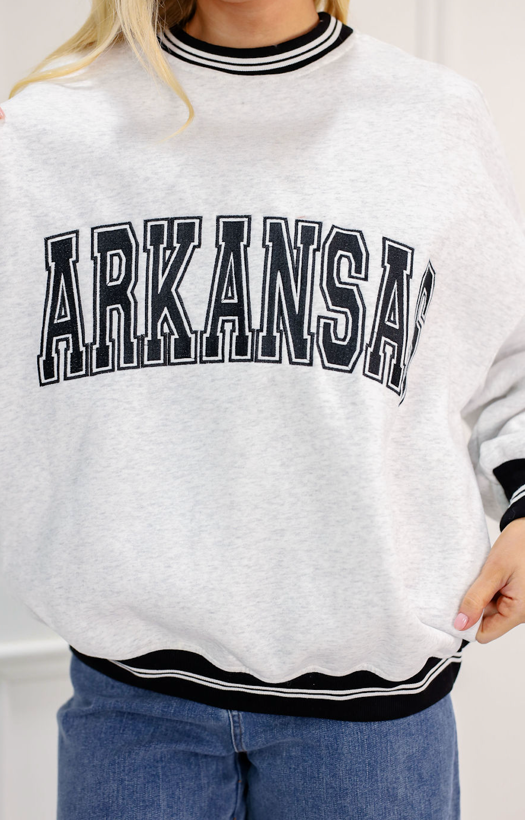 Arkansas Athletic Stripe Sweatshirt - Clothe Boutique