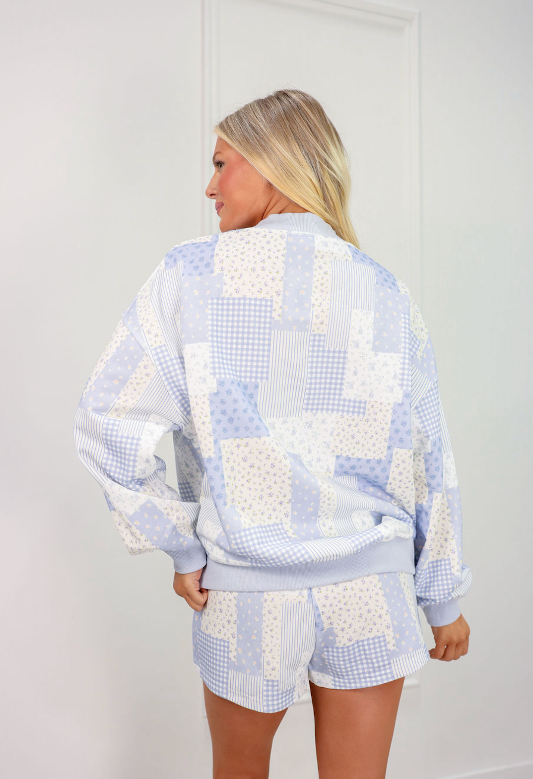 Patchwork Mock Neck & Shorts Set of 2 - Clothe Boutique