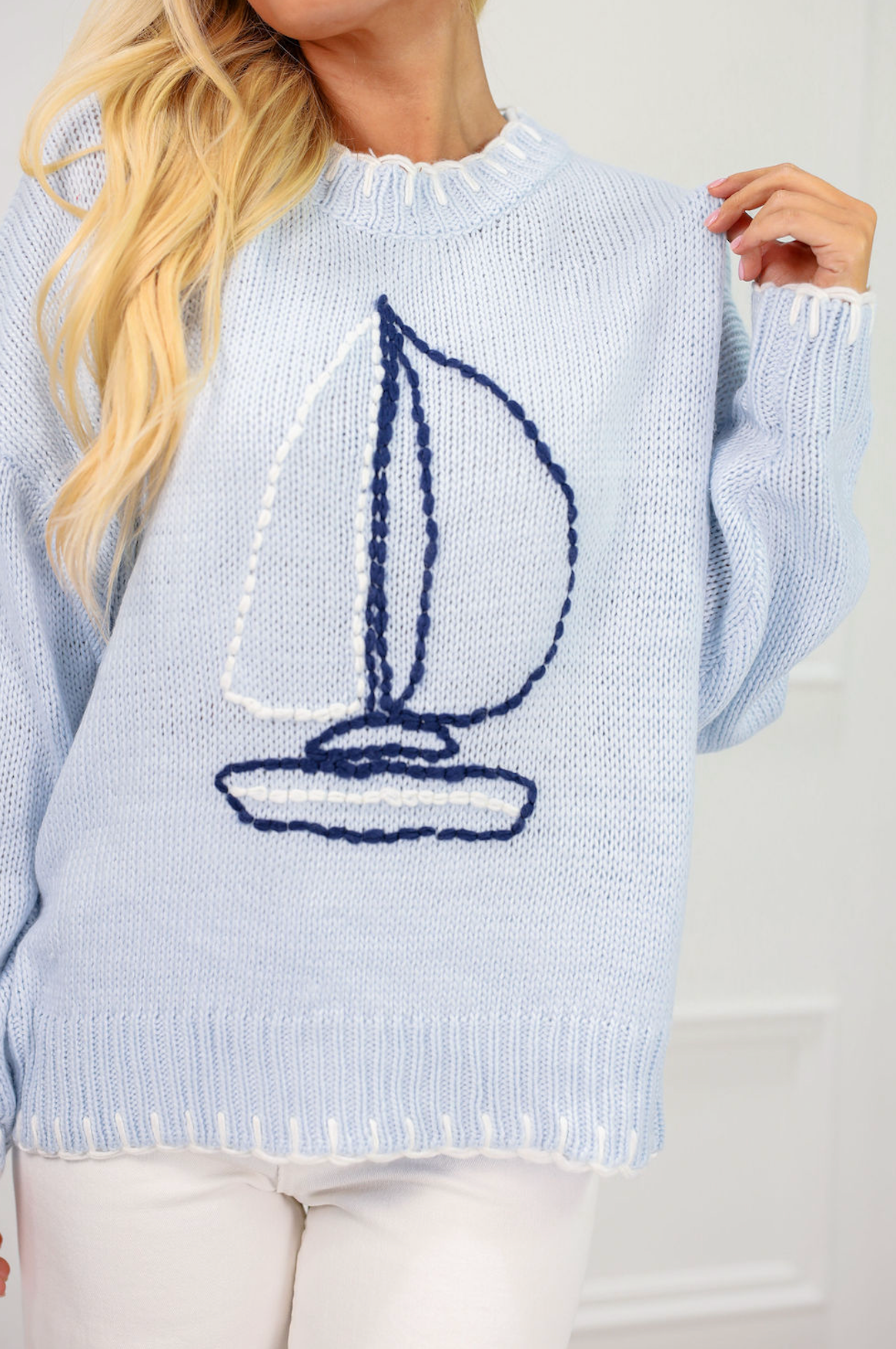 Sail Knit Sweater Baby Blue - Clothe Boutique