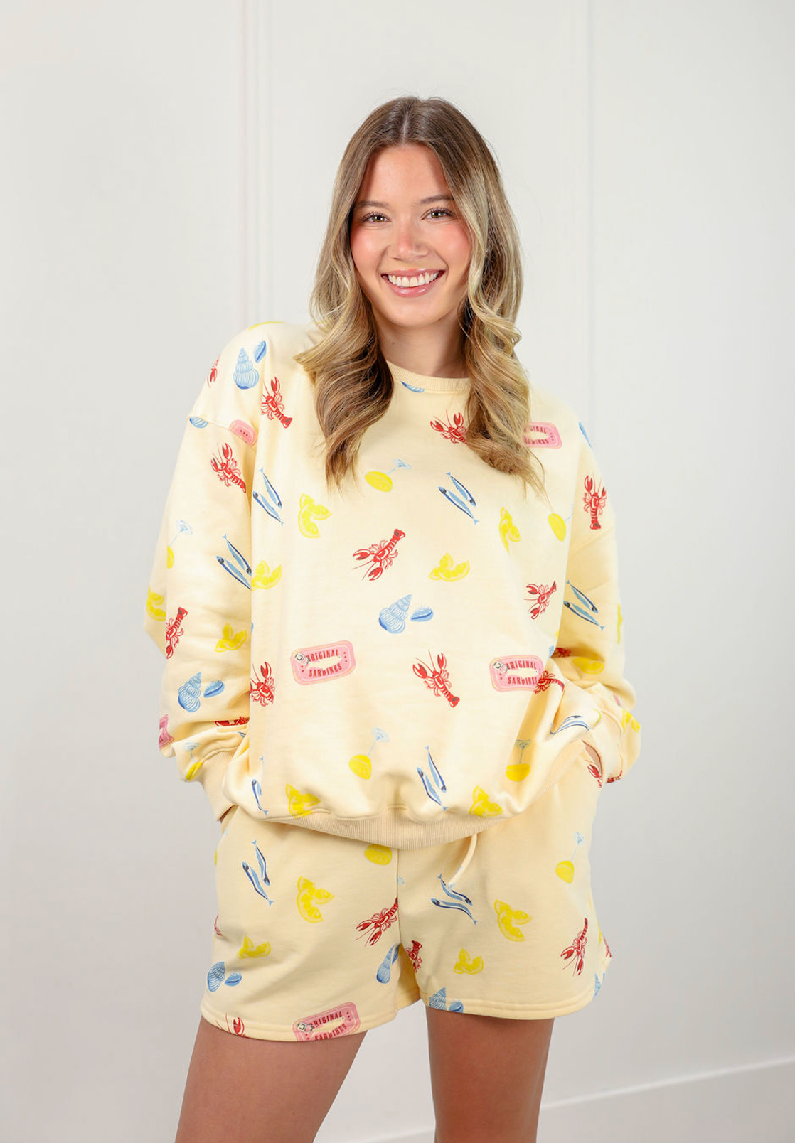 Lobster Print Sweatshirt & Shorts Set of 2 - Clothe Boutique