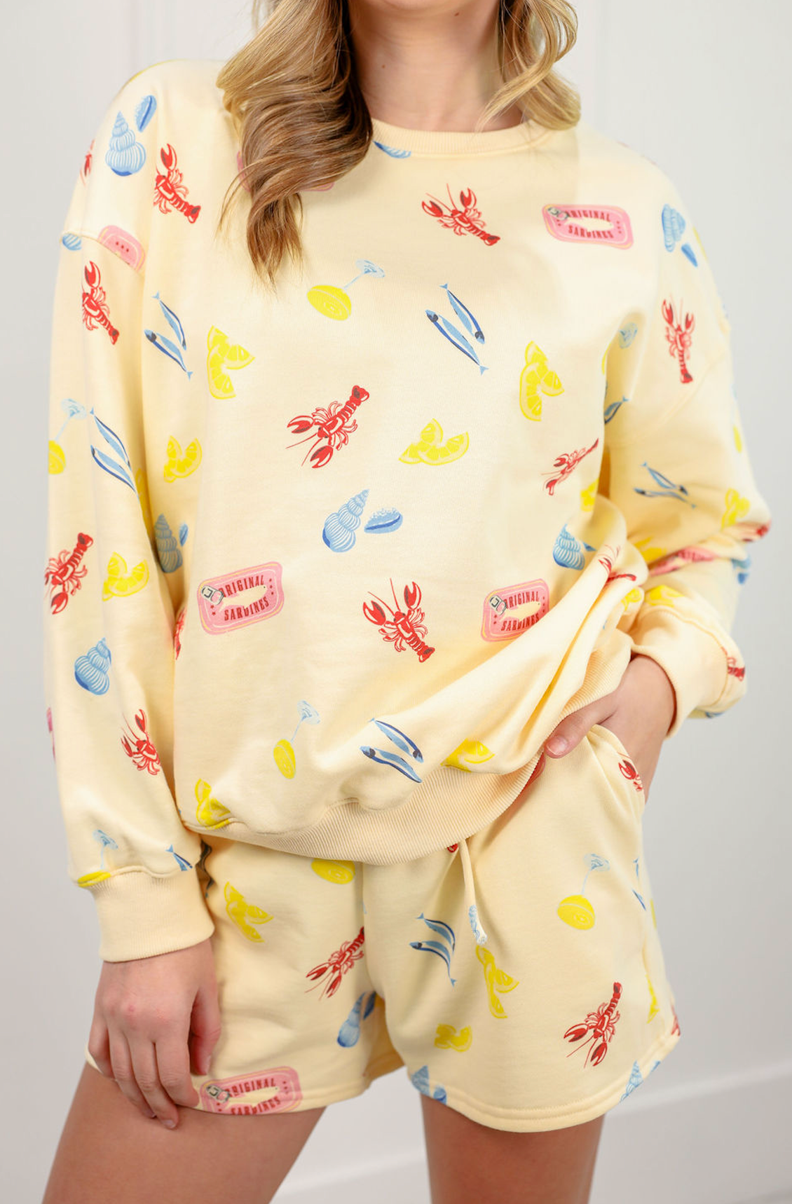 Lobster Print Sweatshirt & Shorts Set of 2 - Clothe Boutique