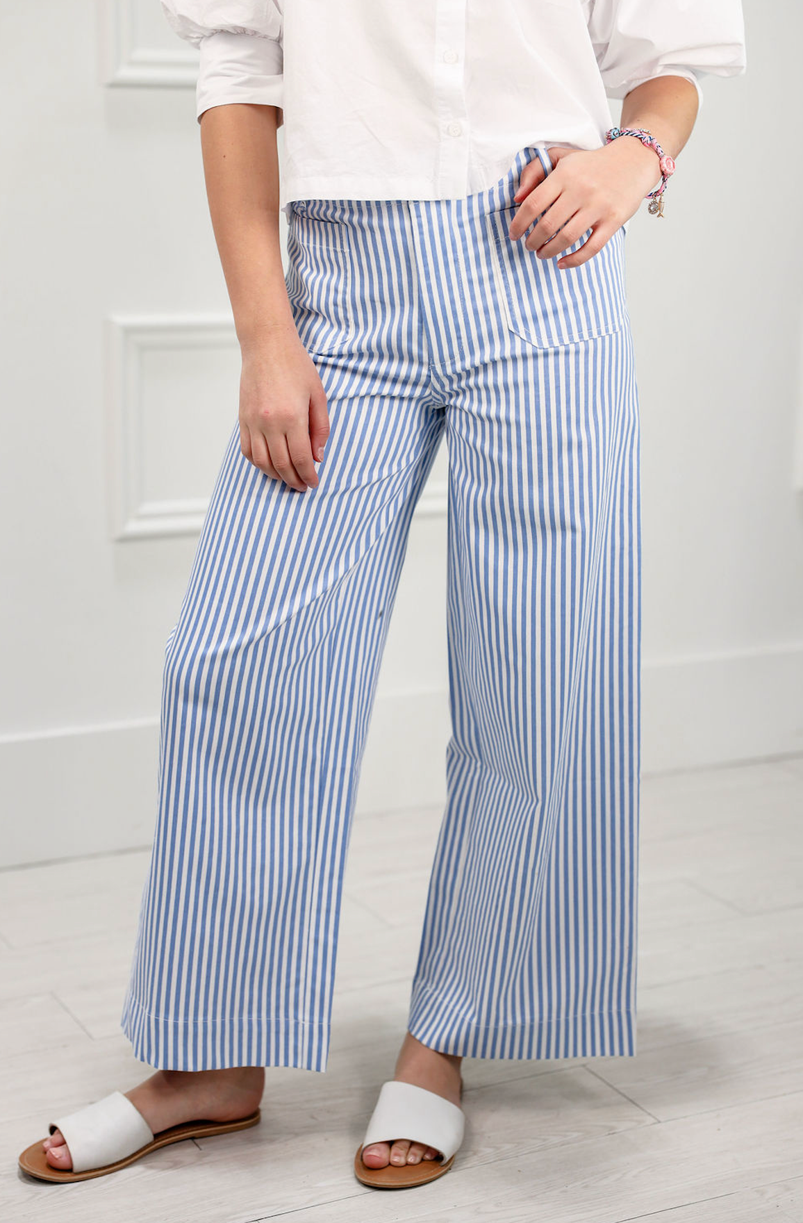 Light Blue Pinstripe Pocket Pants - Clothe Boutique