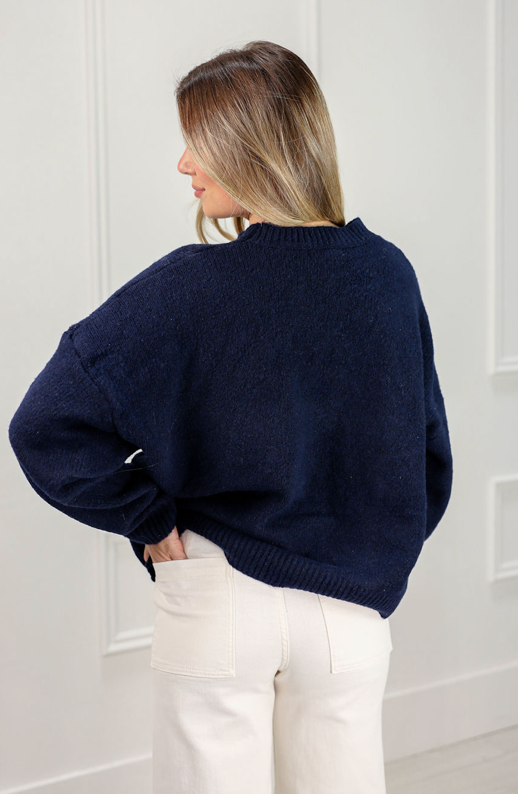 Sailboat Knit Sweater Navy - Clothe Boutique