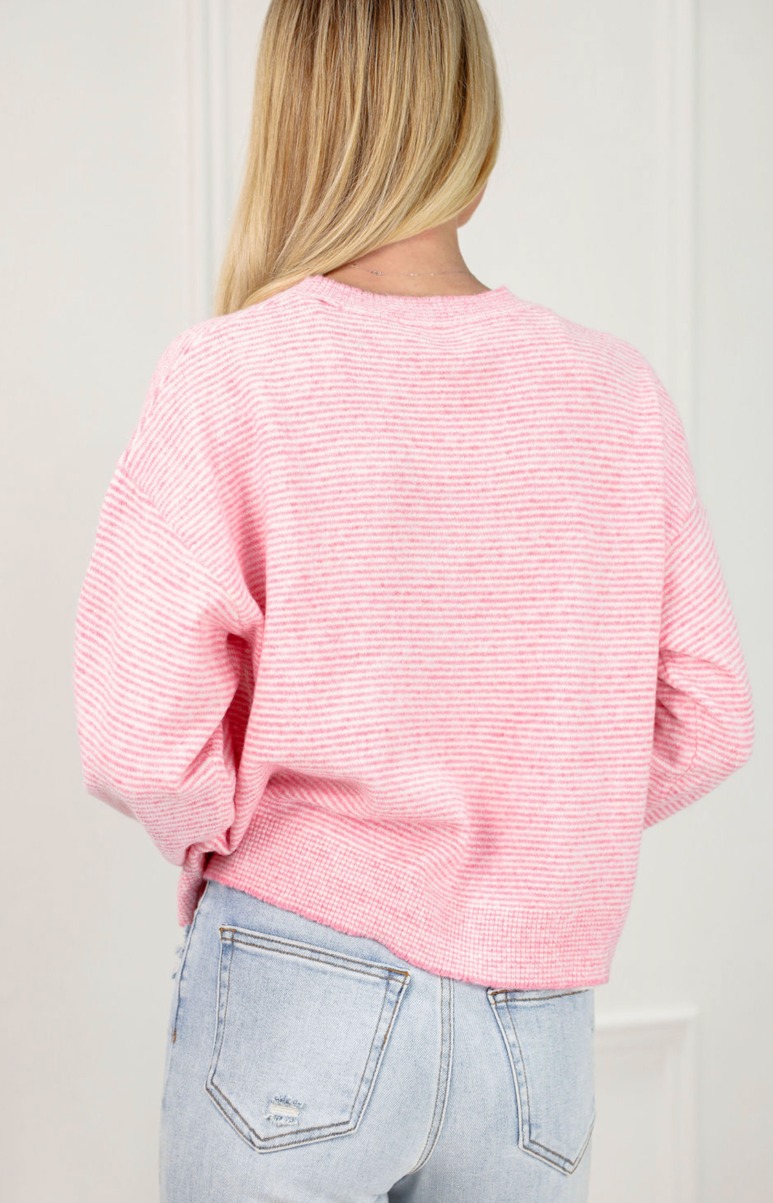 Stripe Buttons Sweater Punch - Clothe Boutique