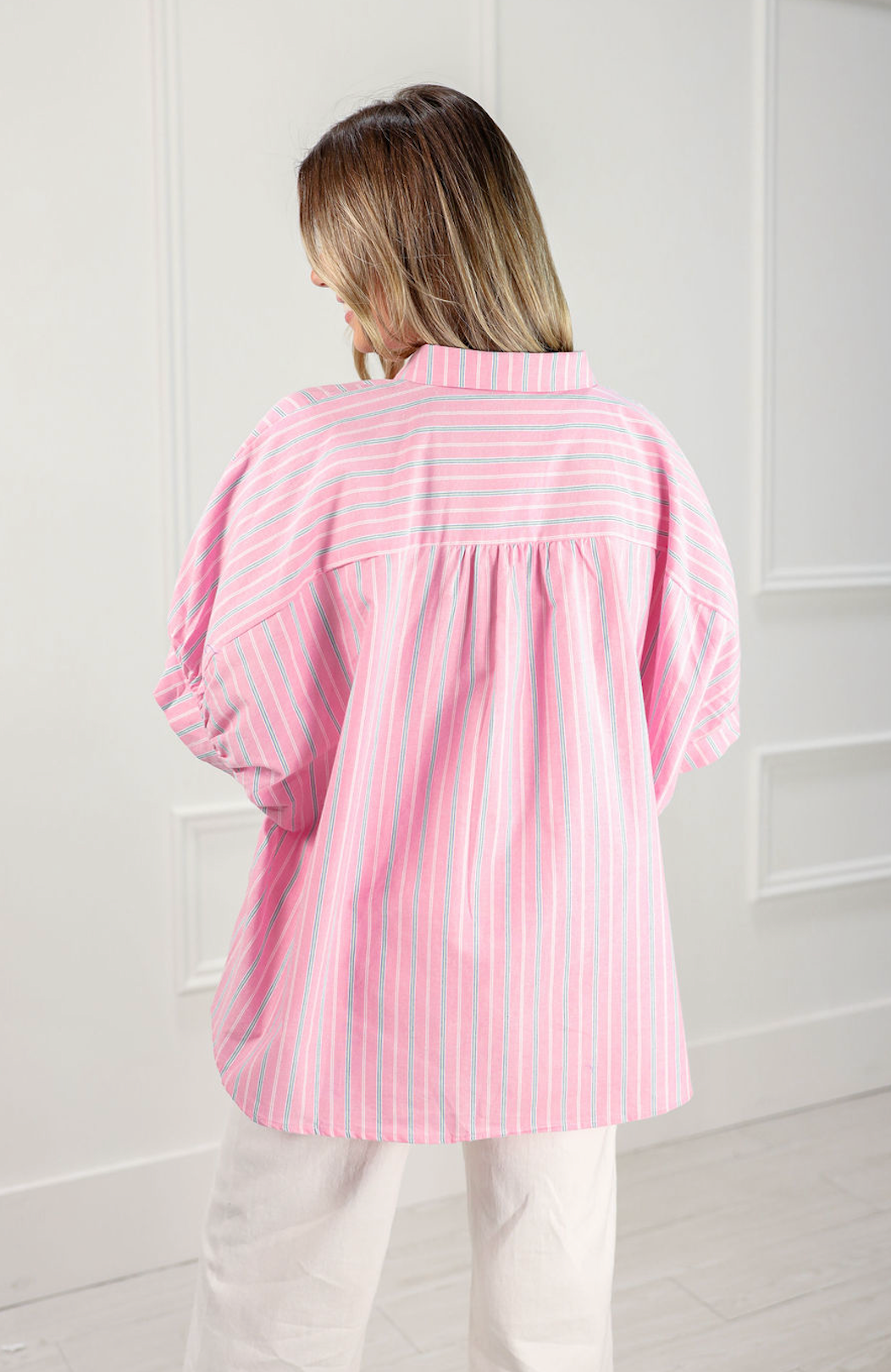 Pink/Green Stripe Dolman Shirt - Clothe Boutique