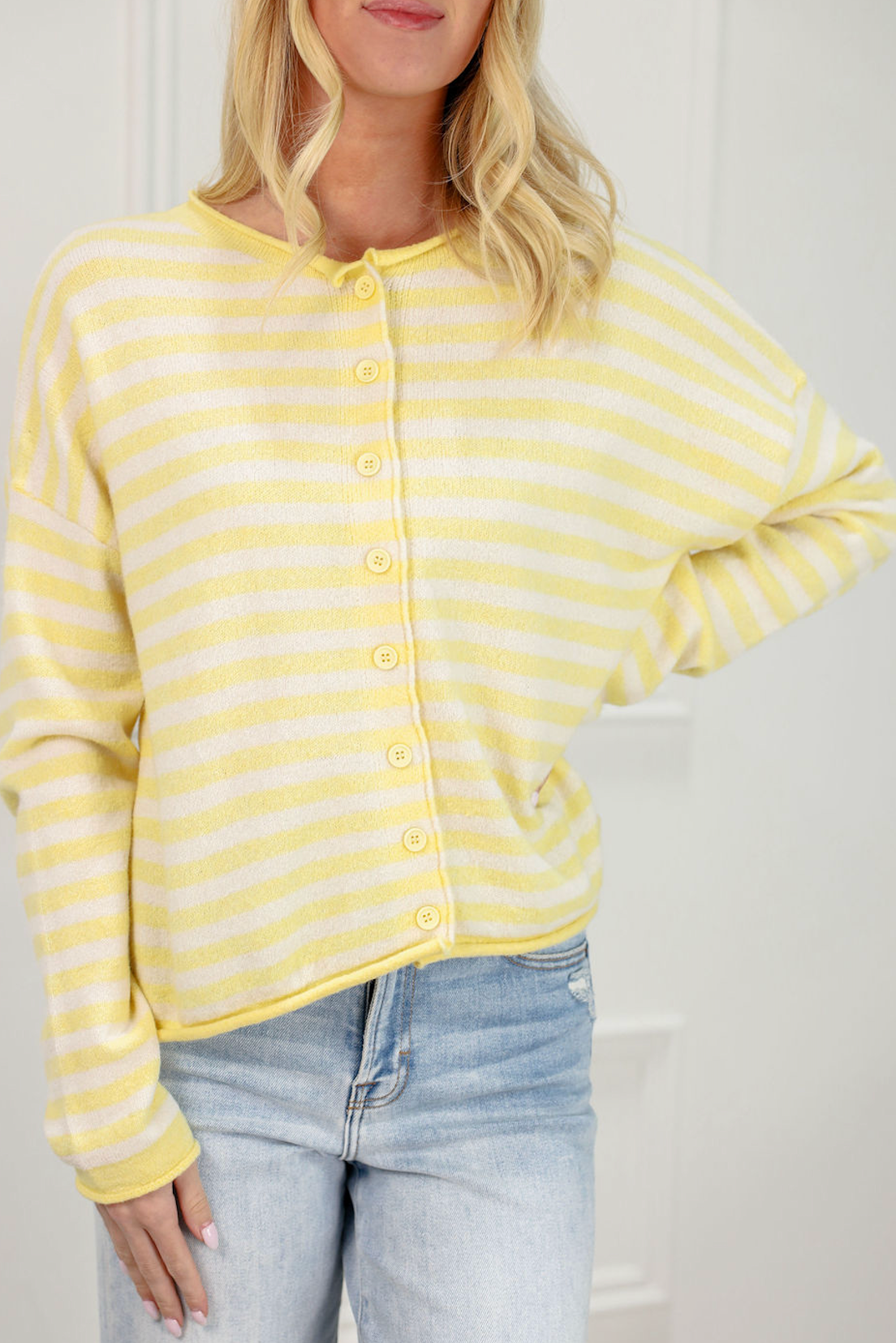 Yellow Stripe Cardigan - Clothe Boutique
