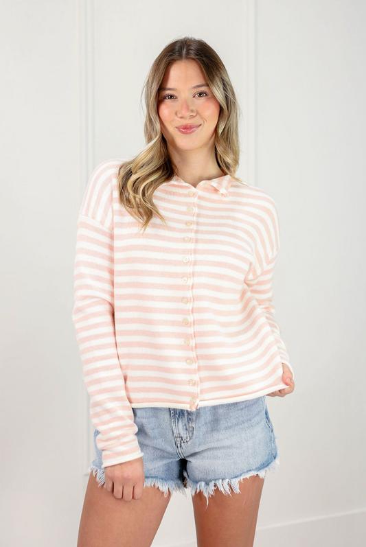 Mikayla Stripe Cardigan Pink - Clothe Boutique