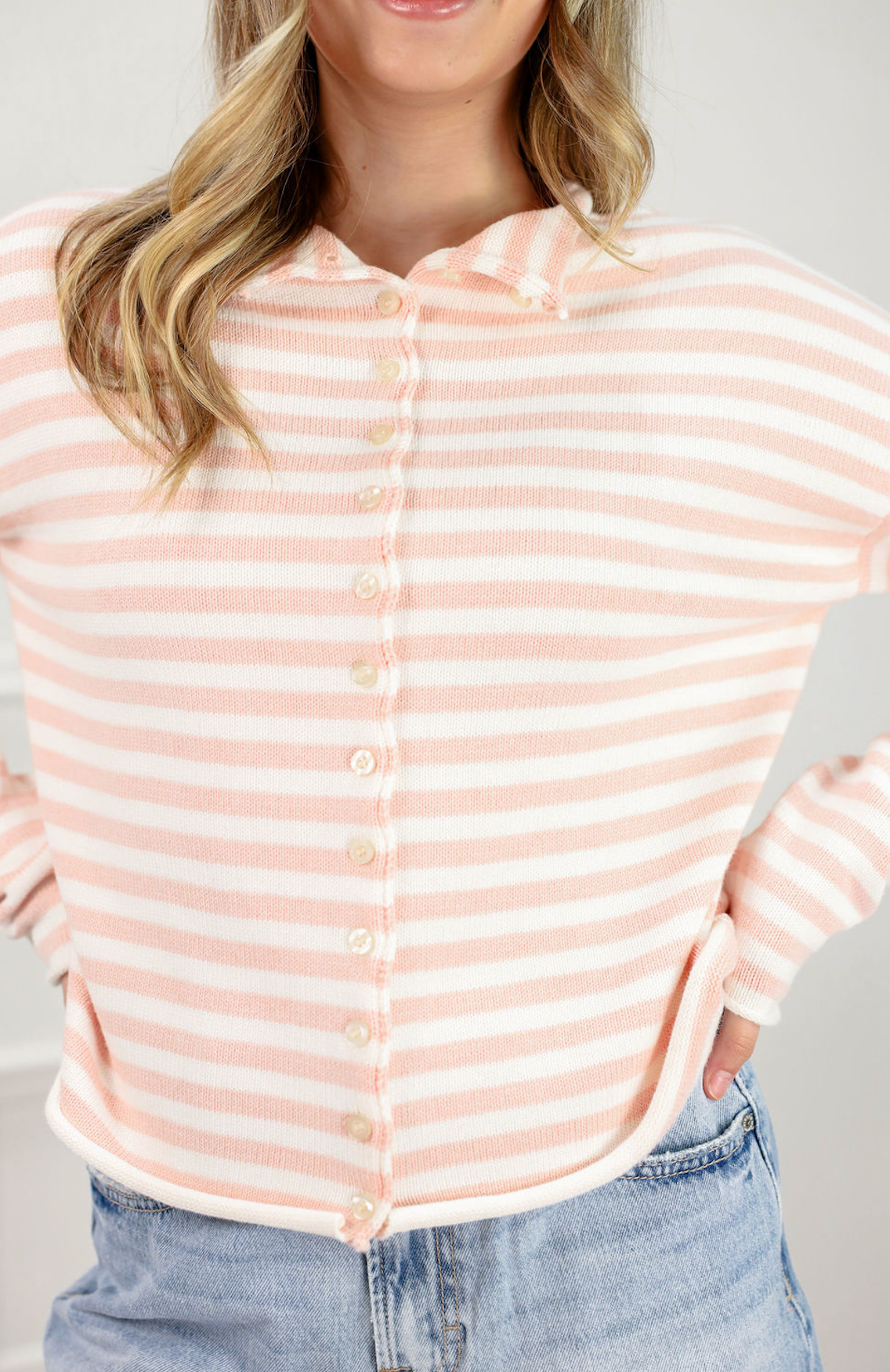 Mikayla Stripe Cardigan Pink - Clothe Boutique