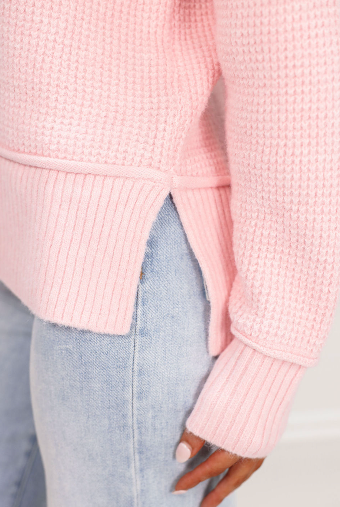 Never Looked This Cute Waffle Sweater Pink - Clothe Boutique