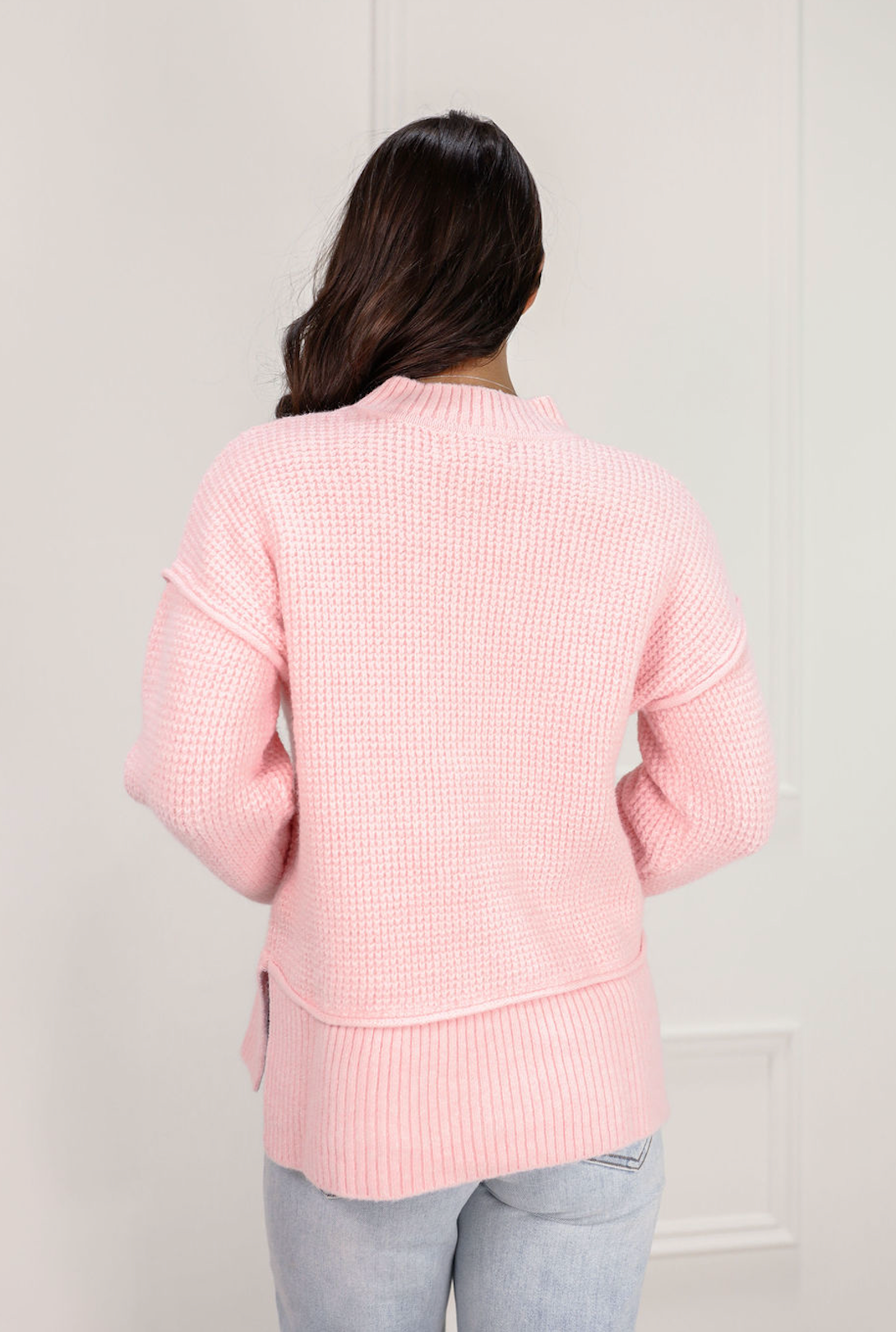 Never Looked This Cute Waffle Sweater Pink - Clothe Boutique