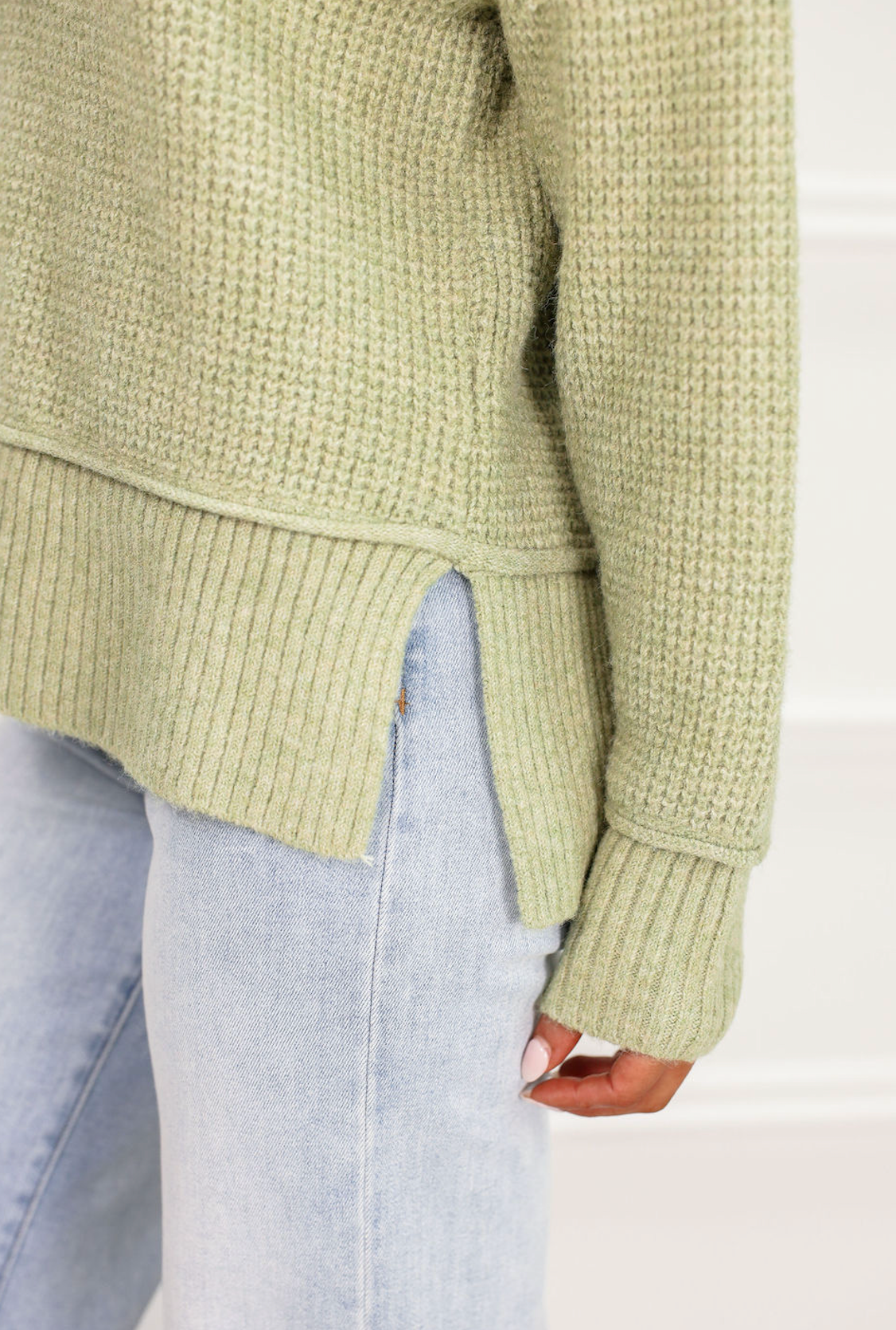 Never Looked This Cute Waffle Sweater Matcha - Clothe Boutique
