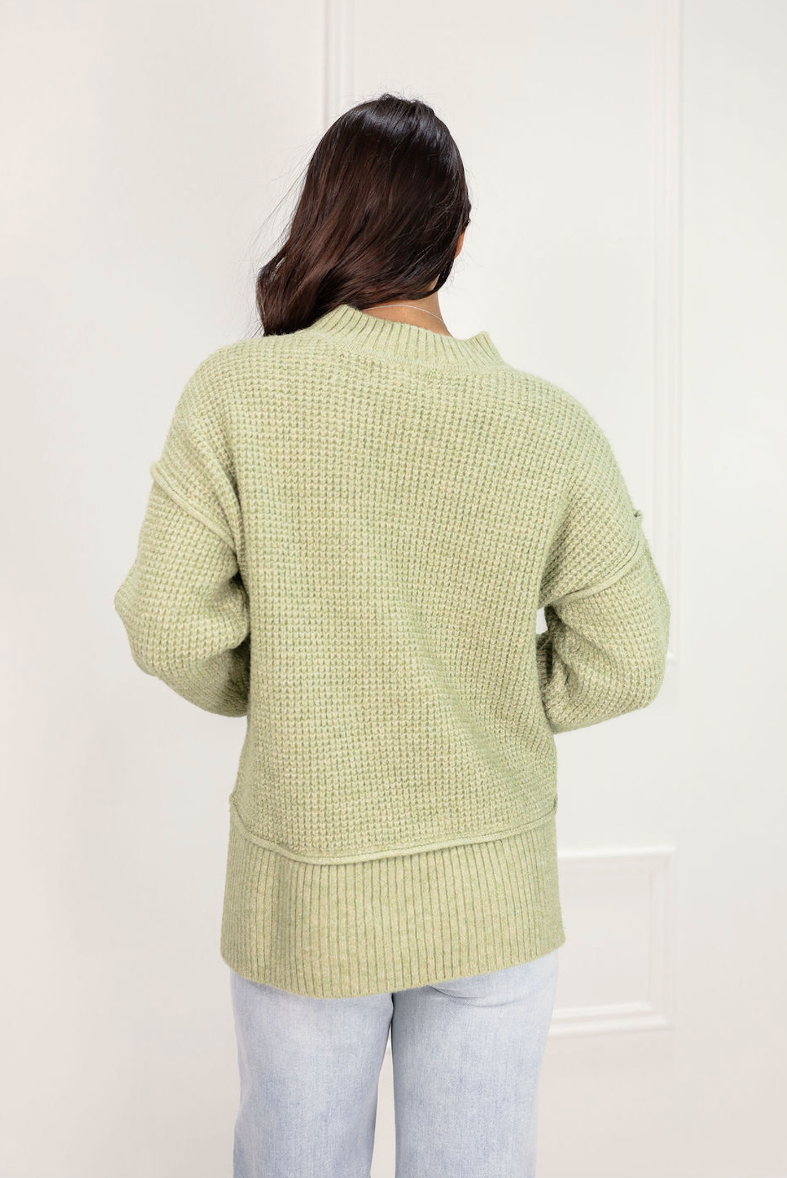 Never Looked This Cute Waffle Sweater Matcha - Clothe Boutique