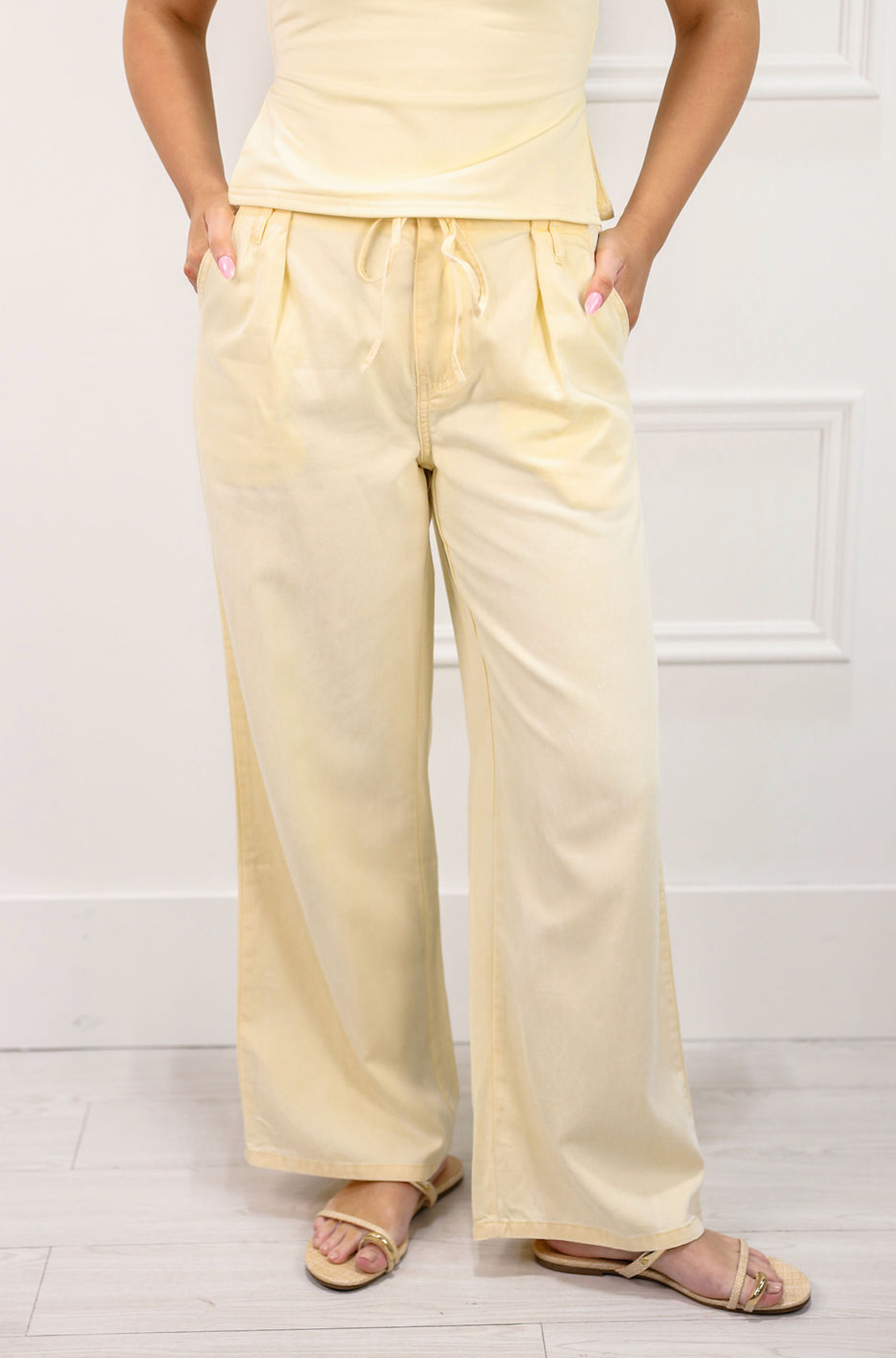 Light Yellow Lightweight Pants - Clothe Boutique