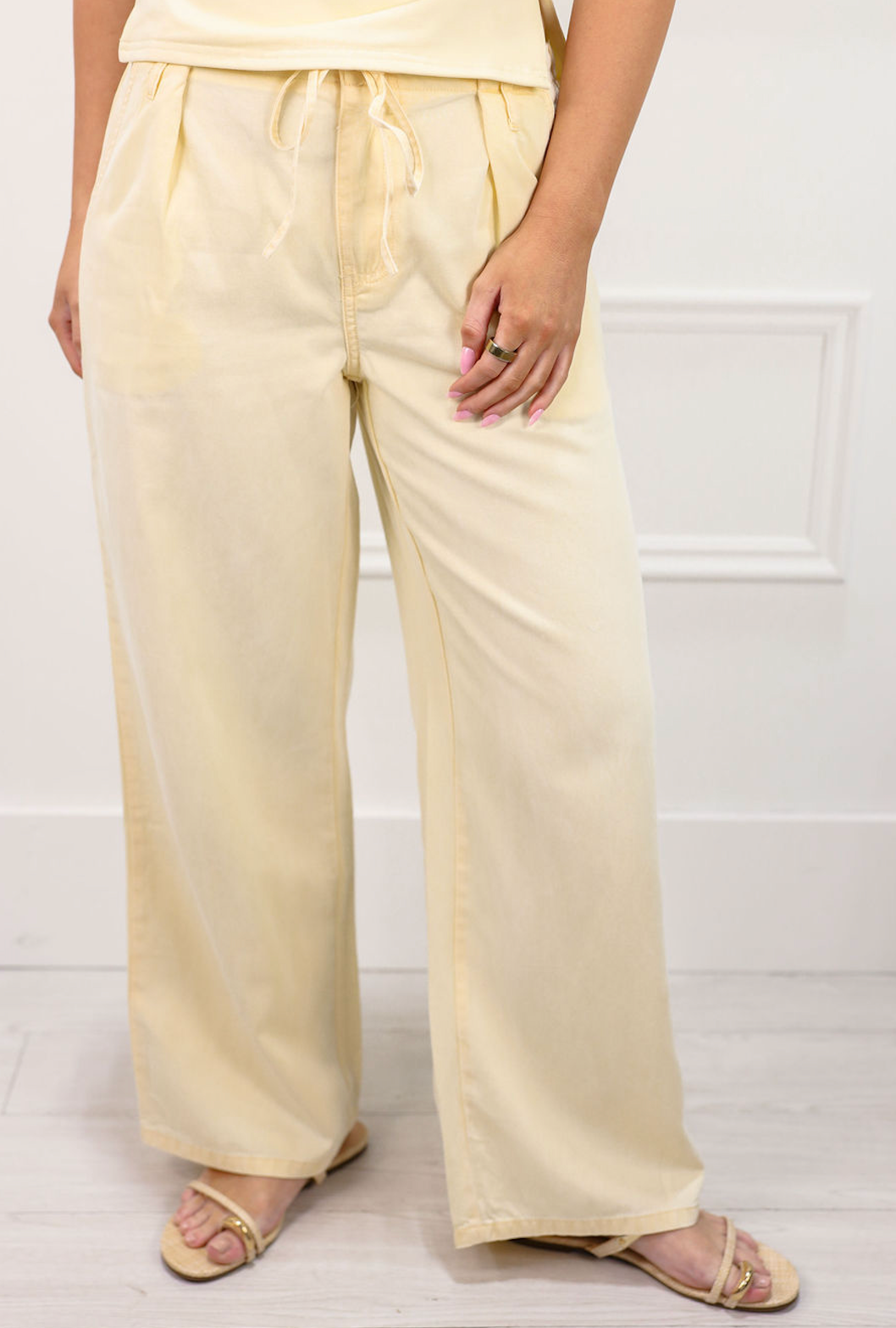 Light Yellow Lightweight Pants - Clothe Boutique