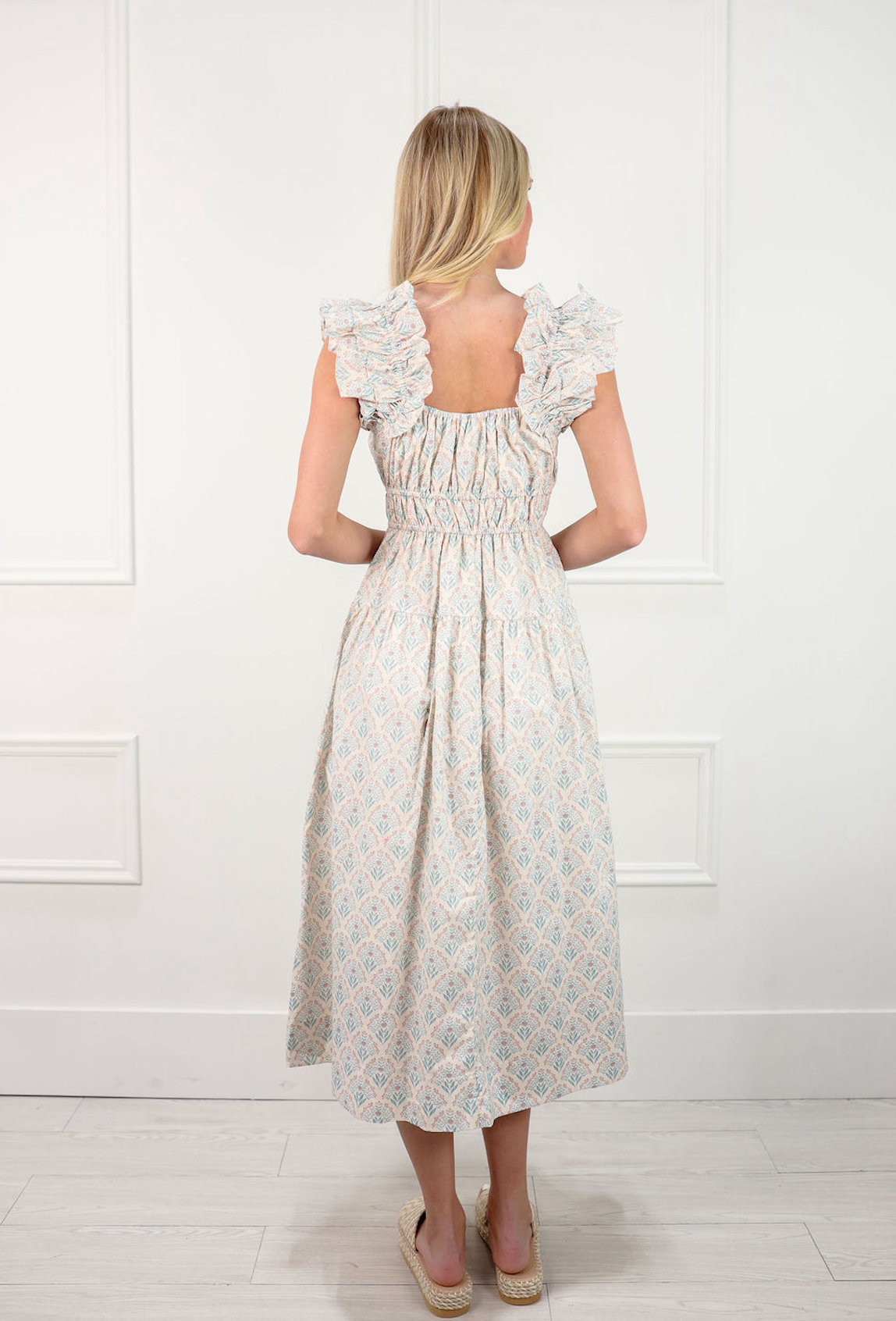 Floral Bouquet Ruffle Midi Dress - Clothe Boutique