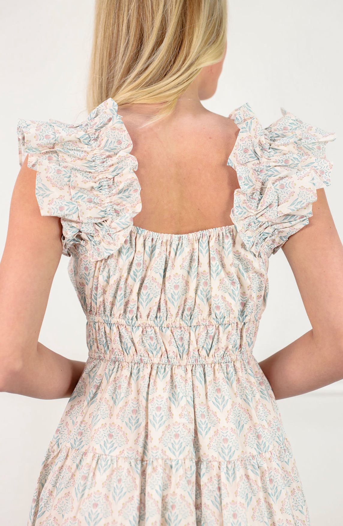 Floral Bouquet Ruffle Midi Dress - Clothe Boutique