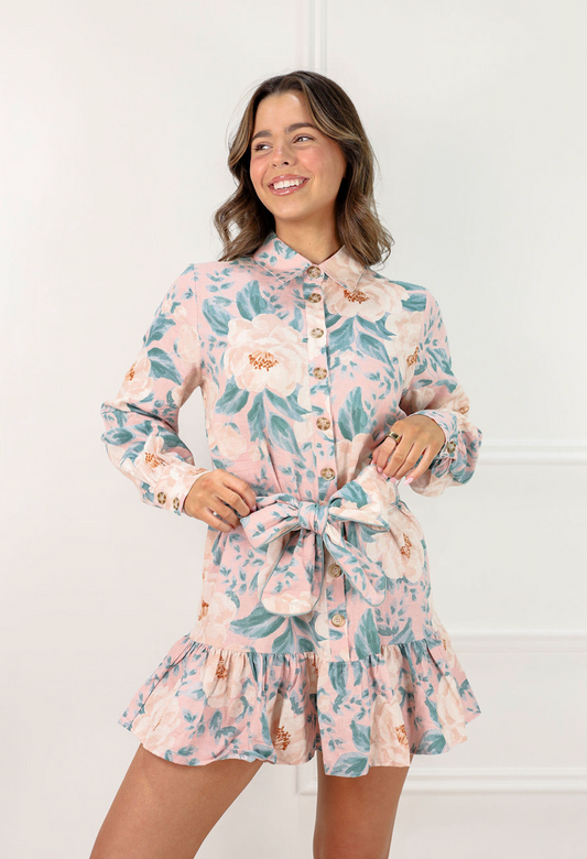 Kianna Floral Belted Dress - Clothe Boutique