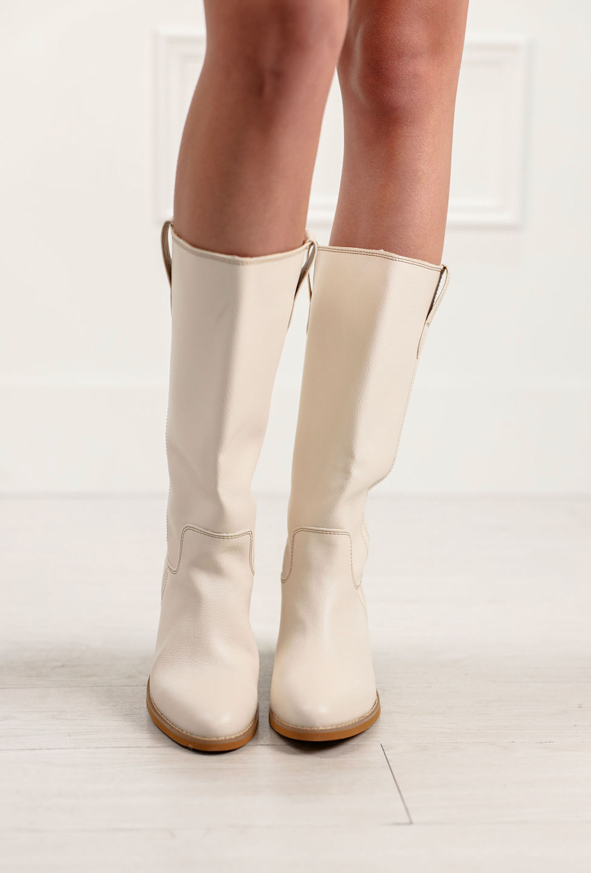 Zoe Mid-Calf Boots Ivory