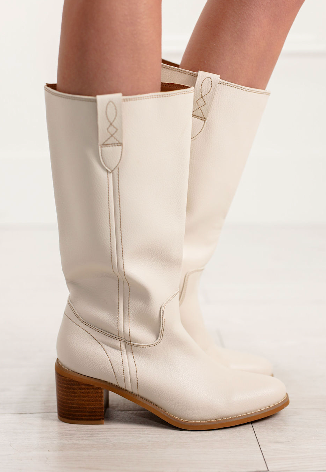 Zoe Mid-Calf Boots Ivory
