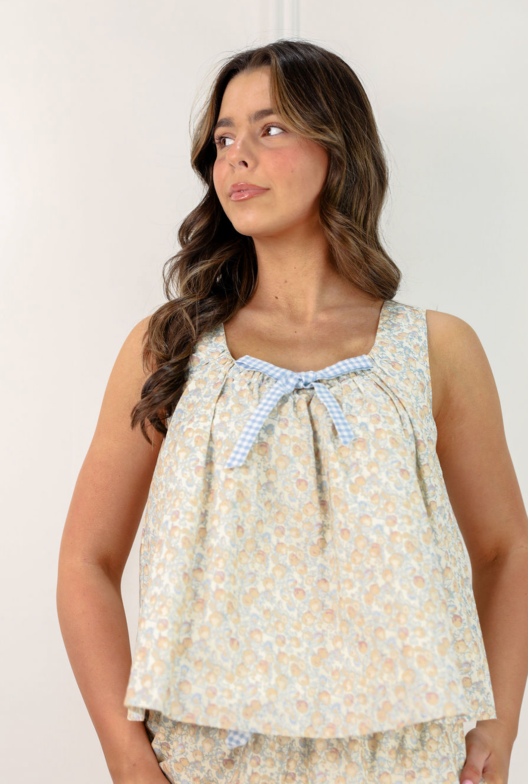Floral Top & Shorts w/ Contrast Ties - Clothe Boutique