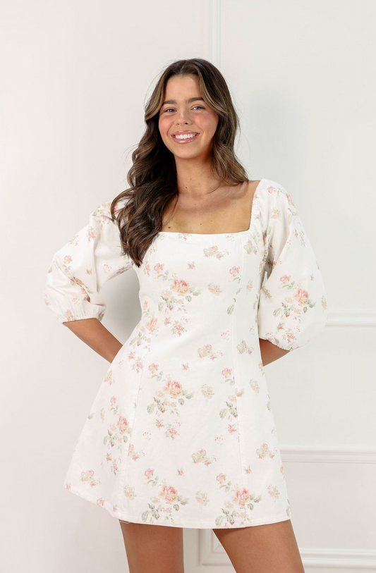 Floral Princess Puff Sleeve Dress - Clothe Boutique
