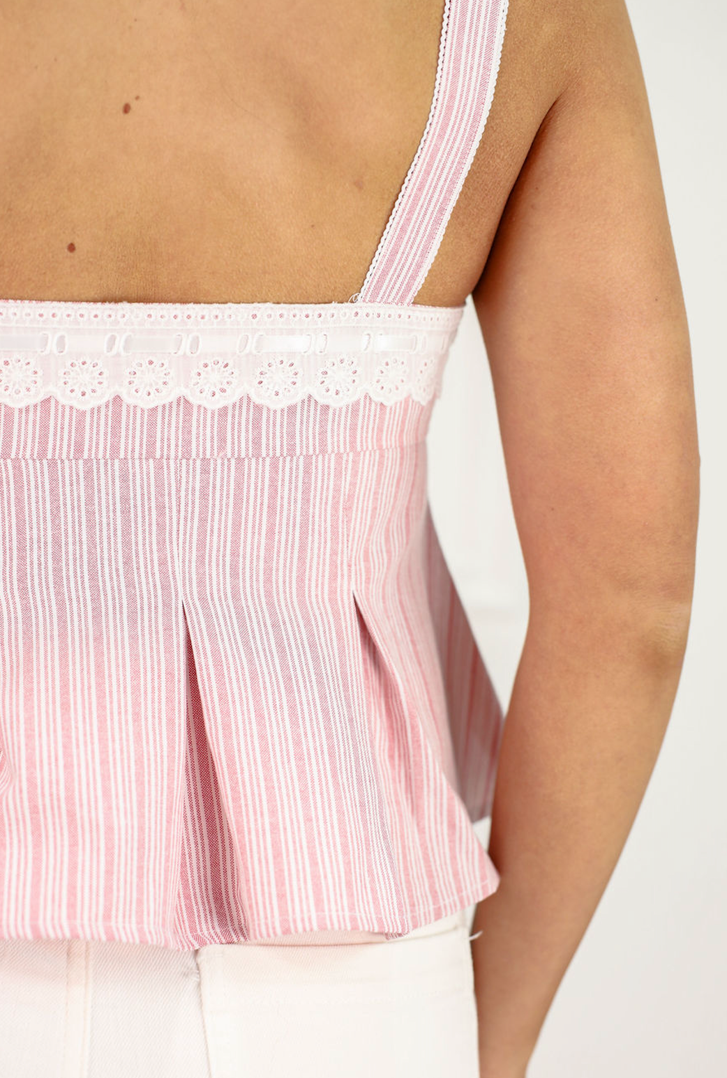 Pinstripe Peplum Tie Top - Clothe Boutique