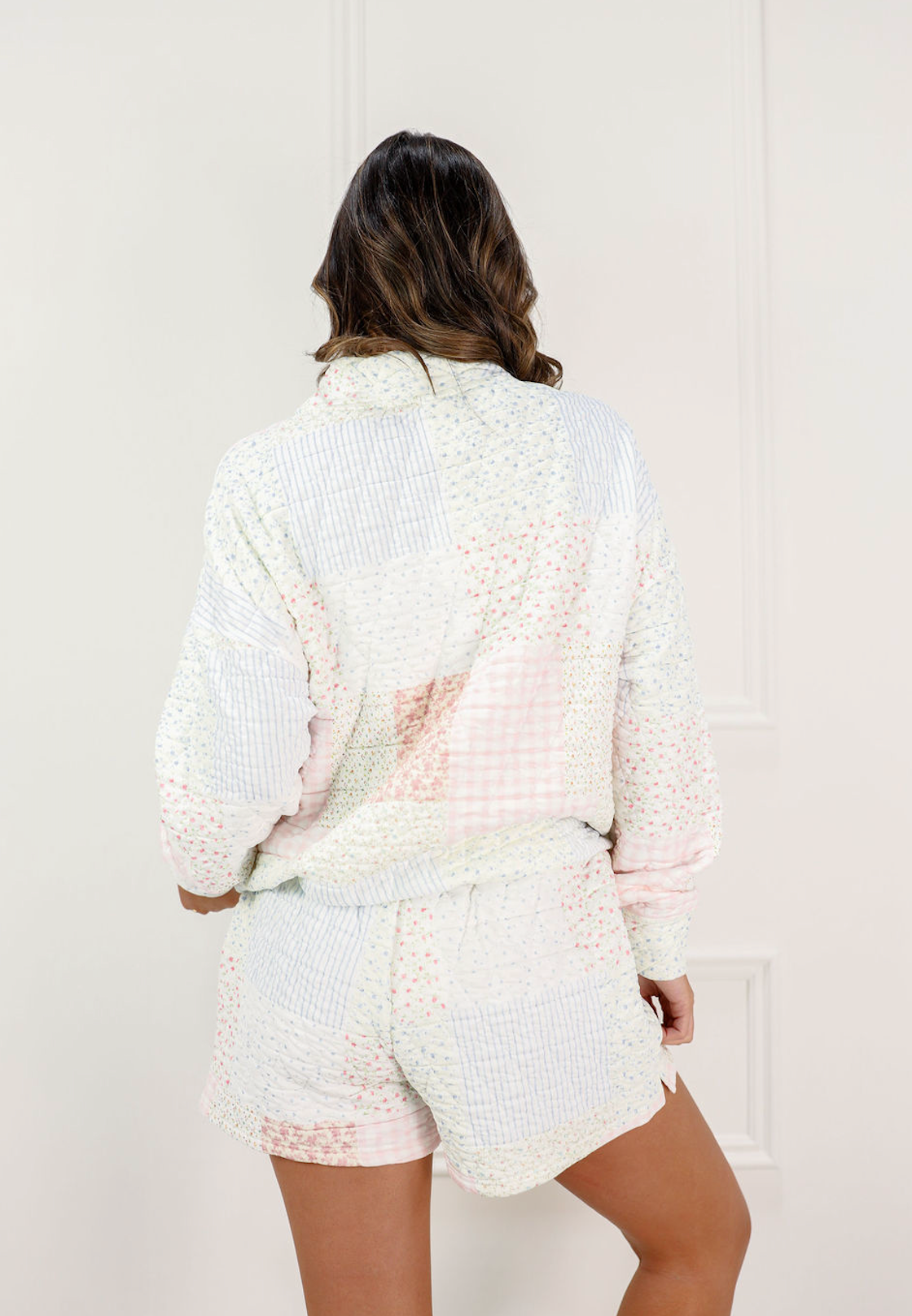 Floral Quilted Patchwork Mock Crew - Clothe Boutique