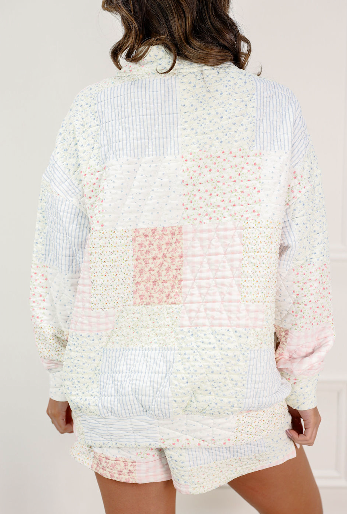 Floral Quilted Patchwork Mock Crew - Clothe Boutique