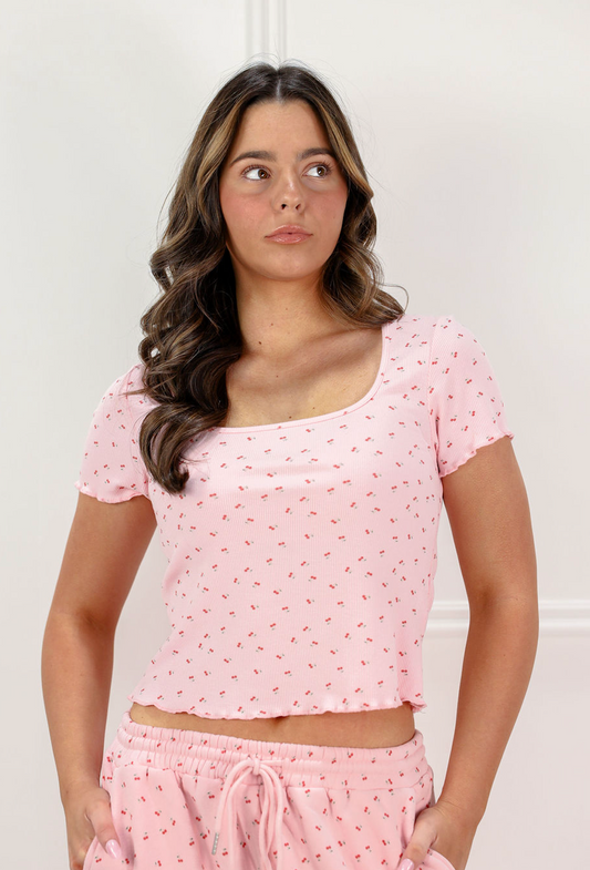 Short Sleeve Cherry Rib Top - Clothe Boutique