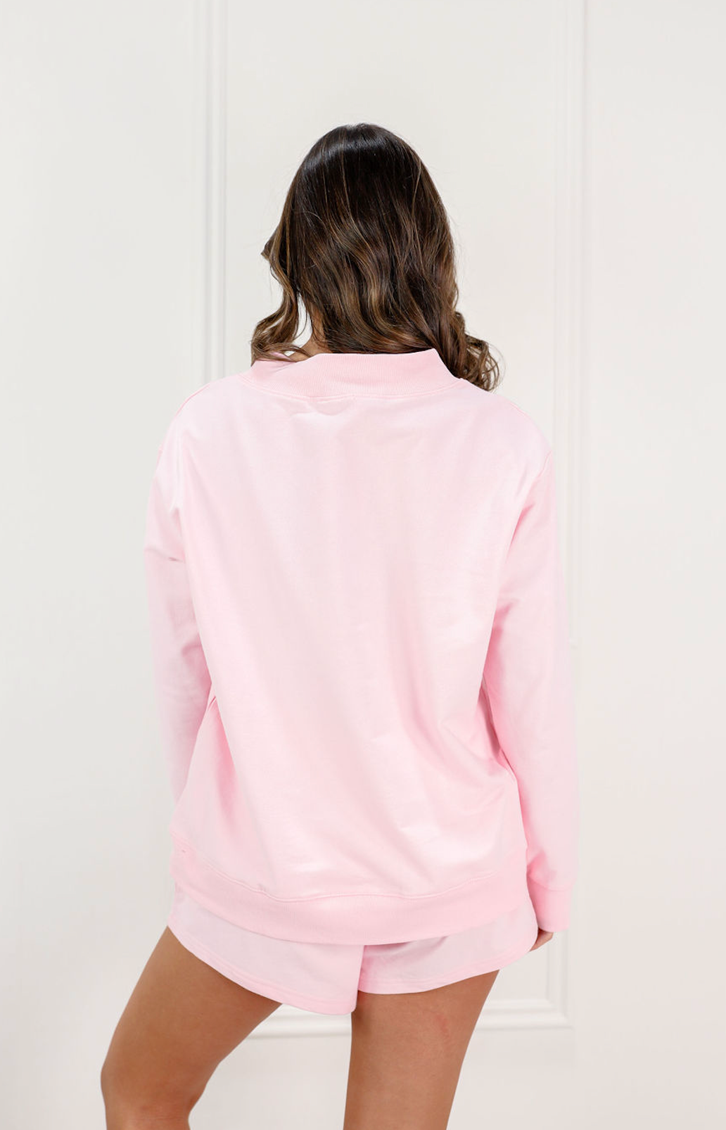 Mock Sweatshirt & Shorts Set of 2 Pink - Clothe Boutique