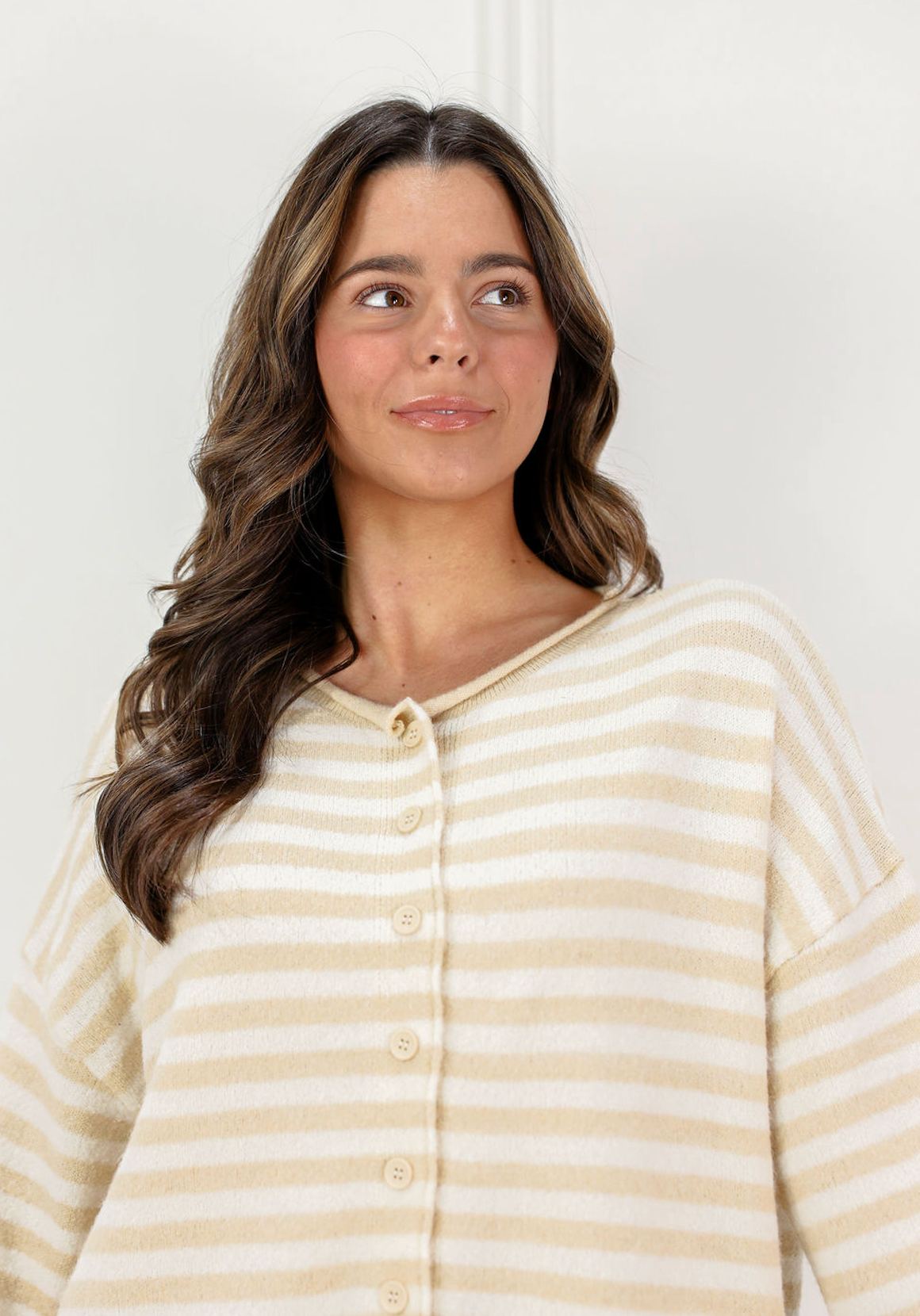 Natural Stripe Cardigan - Clothe Boutique
