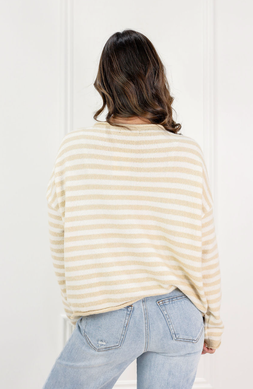 Natural Stripe Cardigan - Clothe Boutique