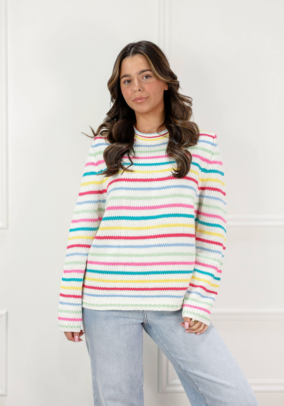 Everyday Cozy Stripe Knit Sweater Multi - Clothe Boutique