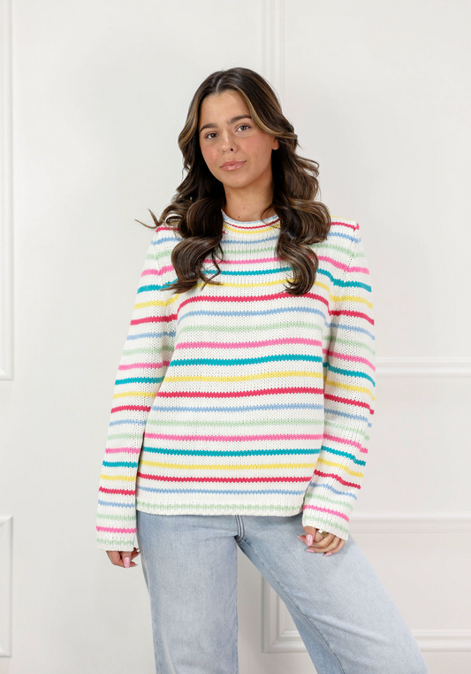 Everyday Cozy Stripe Knit Sweater Multi - Clothe Boutique
