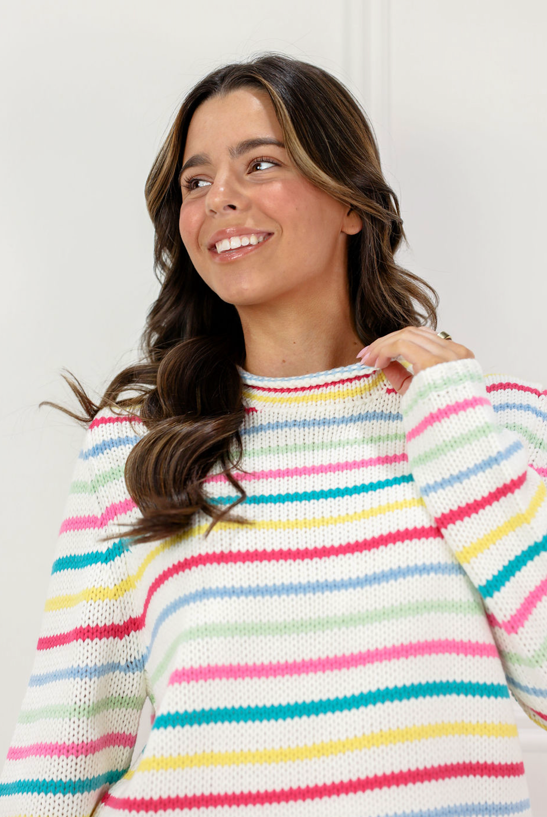 Everyday Cozy Stripe Knit Sweater Multi - Clothe Boutique
