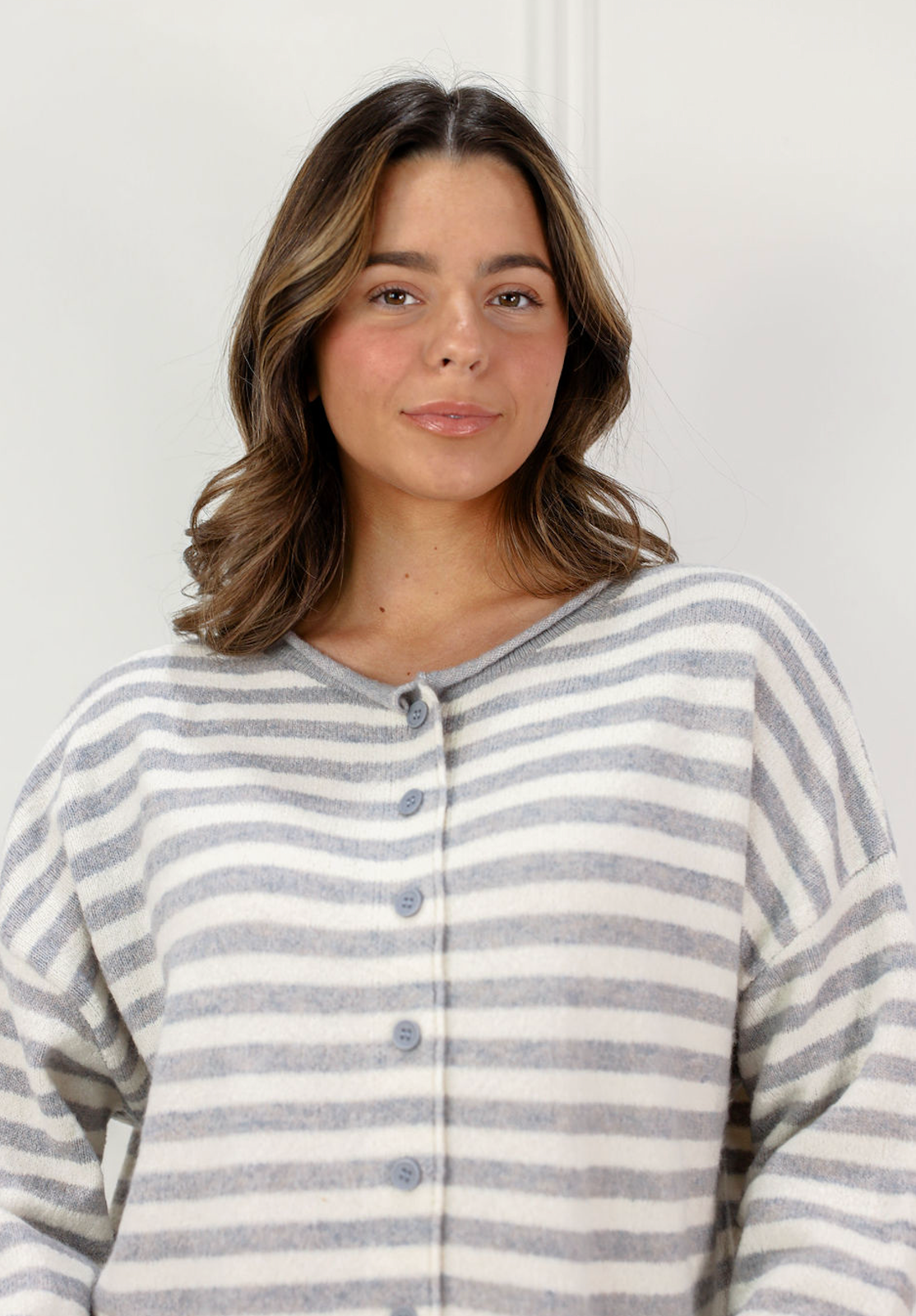 Grey Stripe Cardigan - Clothe Boutique