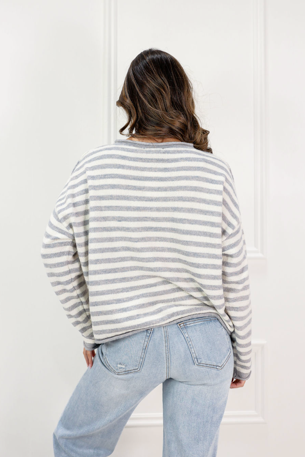 Grey Stripe Cardigan - Clothe Boutique
