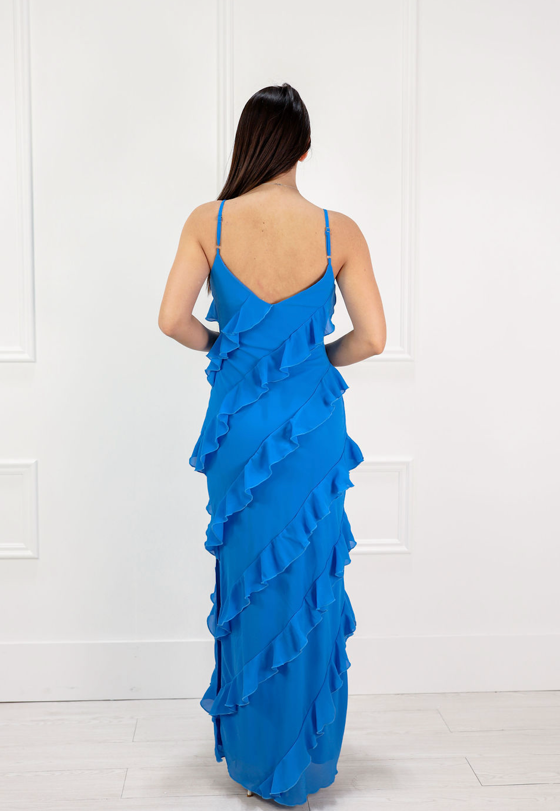 Tiered Ruffled Maxi Dress Blue - Clothe Boutique