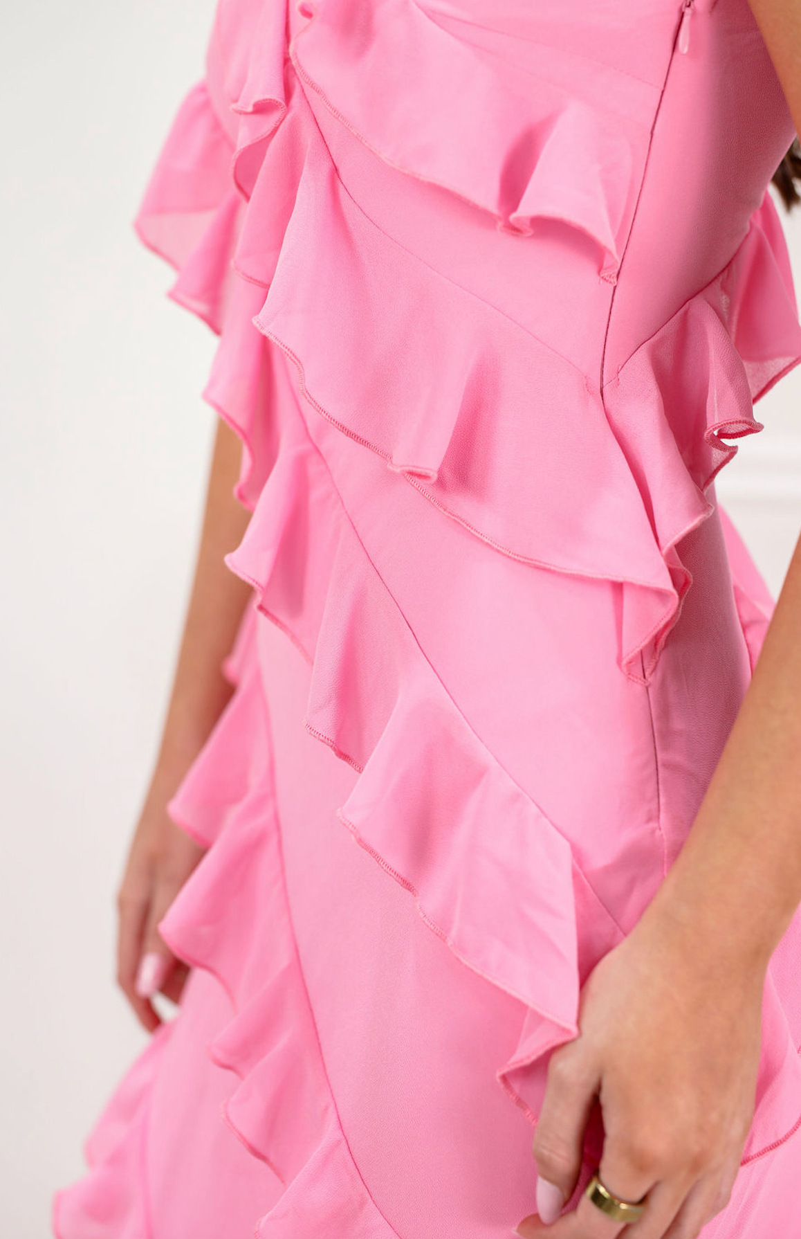 Tiered Ruffled Maxi Dress Pink - Clothe Boutique