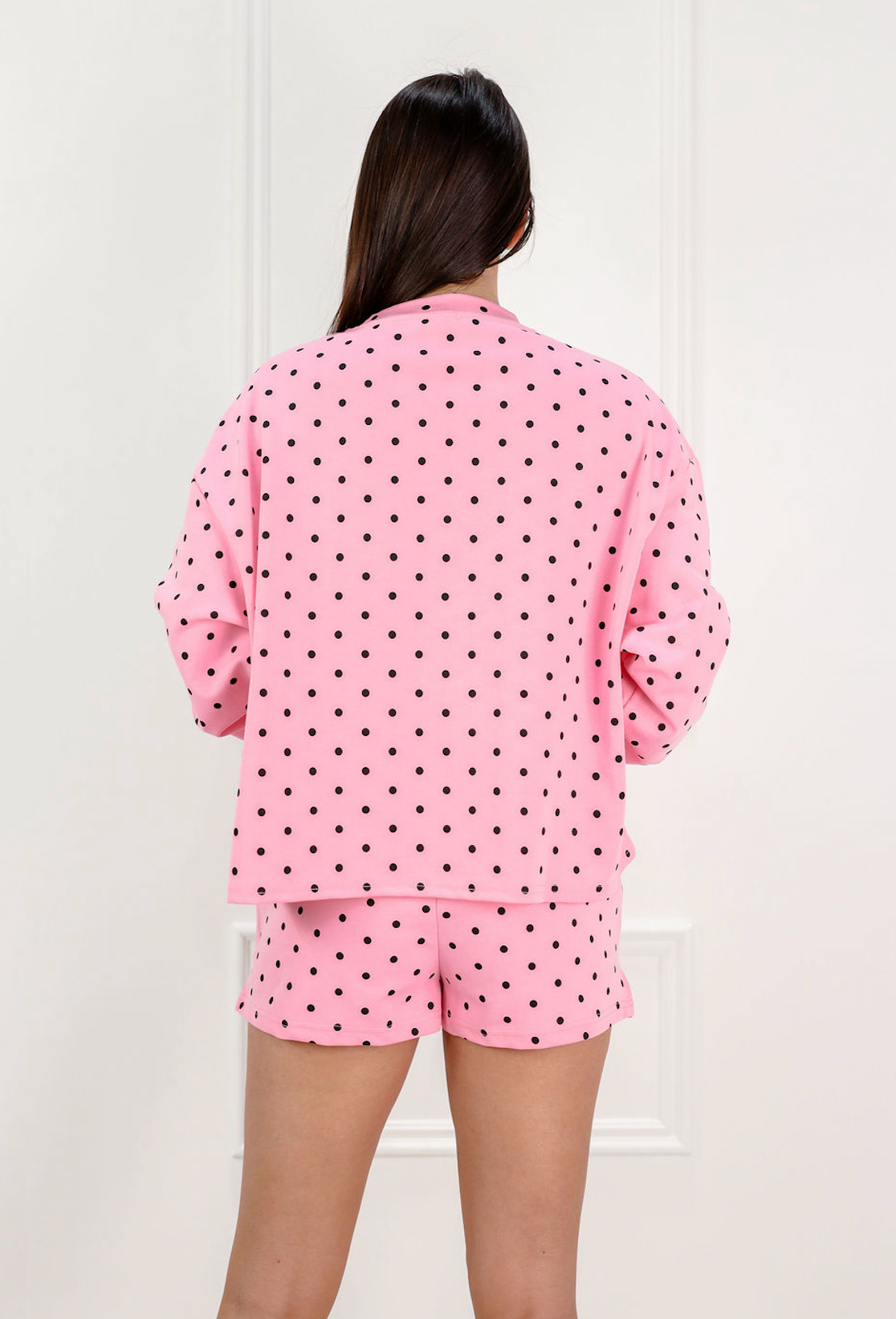 Polka Dot Pullover Top & Shorts Set Of 2 Pink - Clothe Boutique
