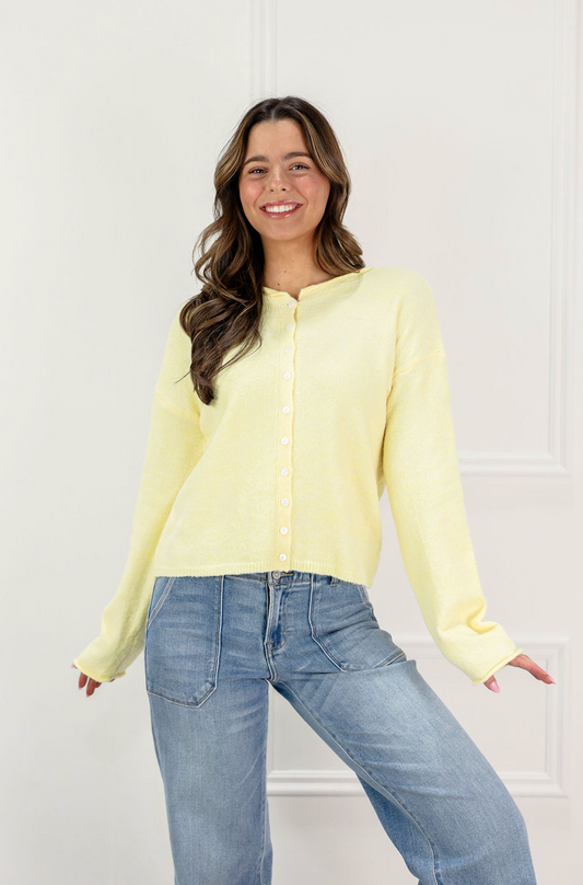 Essential Button Down Cardigan Butter - Clothe Boutique