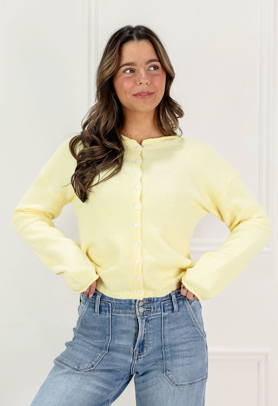 Essential Button Down Cardigan Butter - Clothe Boutique