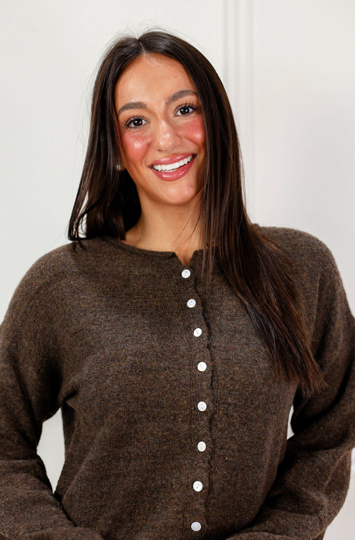 Essential Button Down Cardigan Brown - Clothe Boutique