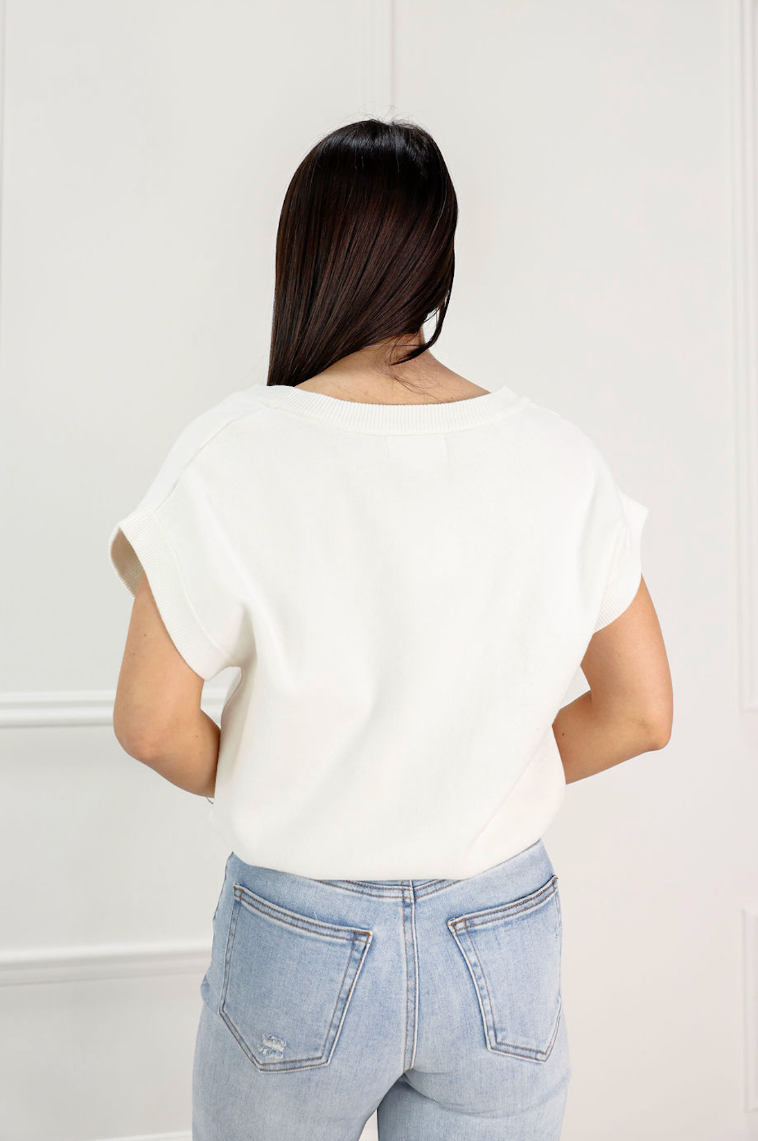 Button Down Sweater Top Ivory - Clothe Boutique