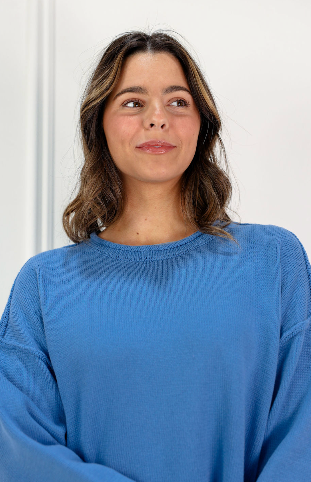 Inside Out Roll Neck Pullover Sweater Blue - Clothe Boutique