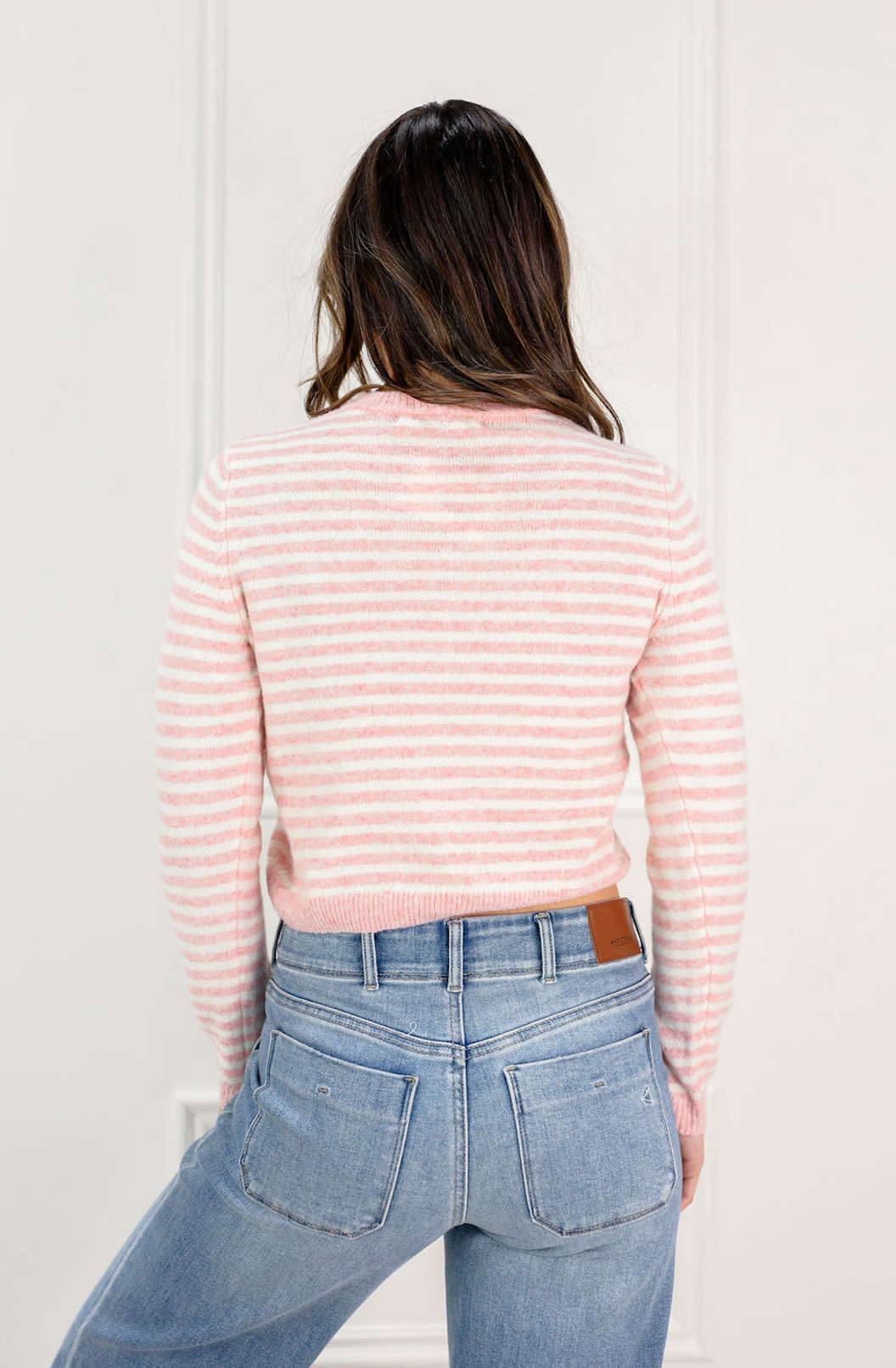Baby Pink Striped Crop Cardigan - Clothe Boutique