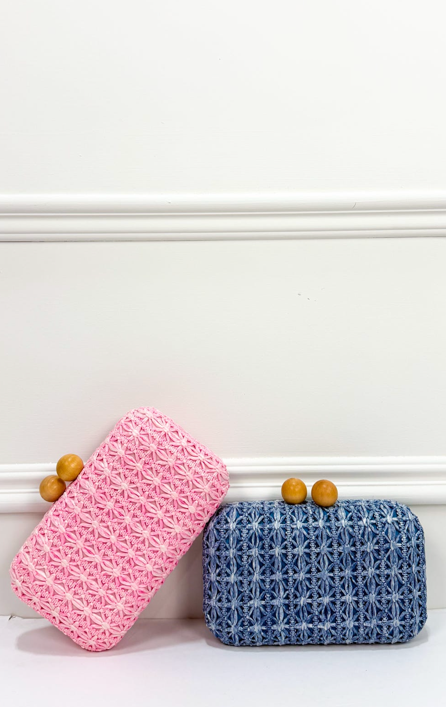 Sydney Woven Clutch Pink - Clothe Boutique